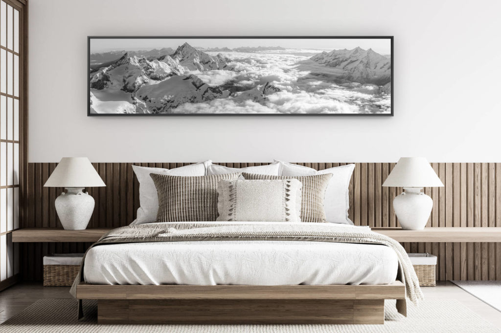 décoration chambre adulte moderne - photo de montagne grand format - Photo encadrée du panorama de Zermatt dans les Alpes Suisses - Mischabel, Saas-Fee