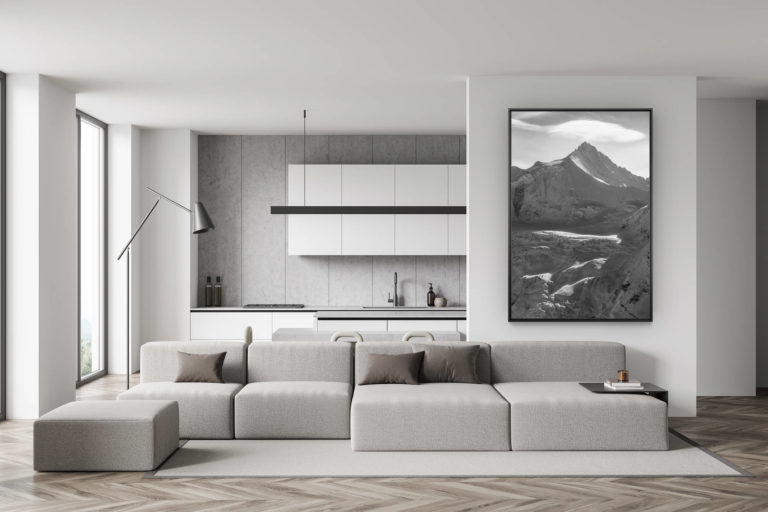 décoration murale salon suisse - photo montagne noir et blanc - déco salle à manger tendance - Zinalrothorn - photo montagne noir et blanc Val d'Anniviers