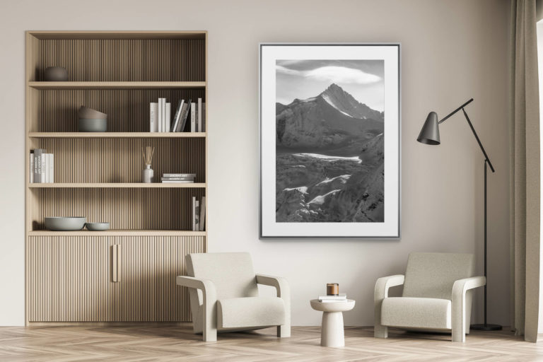 décoration murale salon - photo montagne alpes suisses noir et blanc - Zinalrothorn - photo montagne noir et blanc Val d'Anniviers