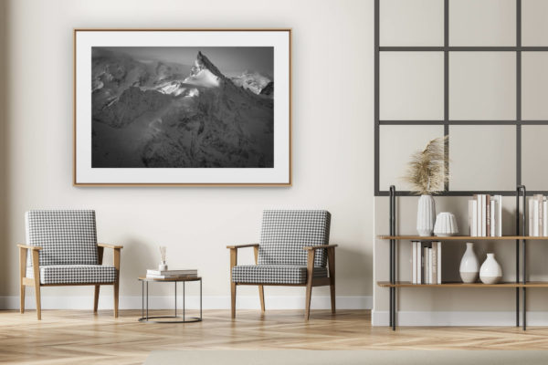 décoration intérieur moderne avec photo de montagne noir et blanc grand format - Zinalrothorn - Tableau photo montagne