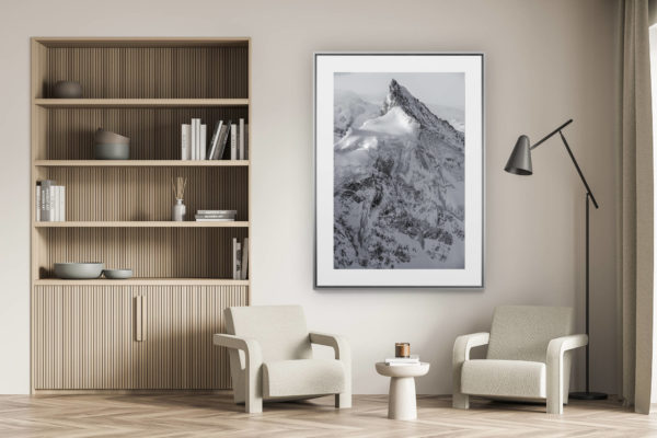 décoration murale salon - photo montagne alpes suisses noir et blanc - Zinalrothorn -Val d'Anniviers - image paysage montagne