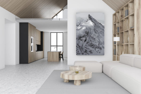 luxury swiss chalet decoration - large vertical mountain picture - design wall decoration - Zinalrothorn -Val d&#039;Anniviers - mountain landscape picture