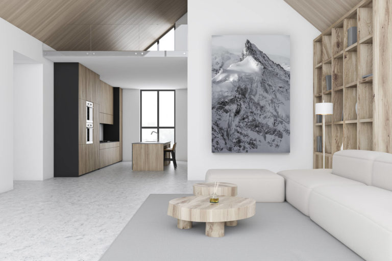 décoration chalet luxueux suisse - photo montagne grand format verticale - décoration murale design - Zinalrothorn -Val d'Anniviers - image paysage montagne