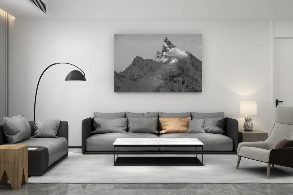 décoration salon contemporain suisse - cadeau amoureux de montagne suisse - photo montagne neige Val d'Anniviers - Zinalrothorn