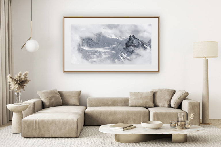 décoration salon clair rénové - photo montagne grand format - Val d'Anniviers - Image montagne suisse valais