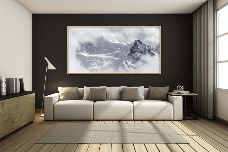déco salon chalet rénové de montagne - photo montagne grand format -  - Val d'Anniviers - Image montagne suisse valais