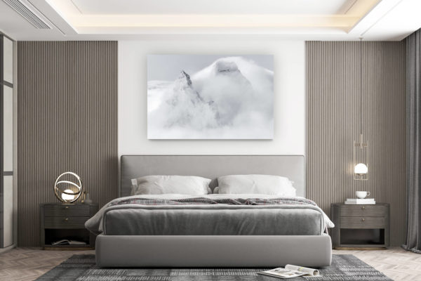 décoration murale chambre design - achat photo de montagne grand format - photo Matterhorn Zermatt - cadre photo montagne noir et blanc - Sommets des montagnes Alpes dans la brume