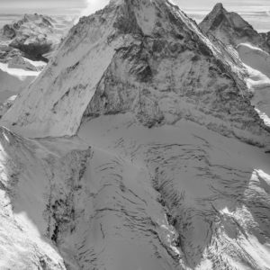 photo dent blanche and its glaciers. black and white mountain photos of switzerland