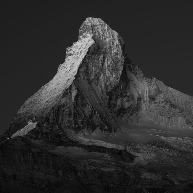 black and white mountain photography cervin swiss alps