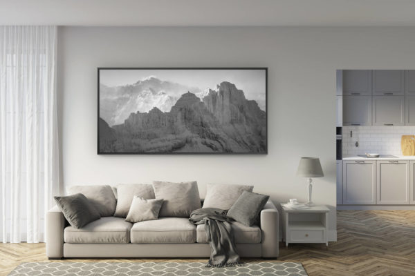 déco salon rénové - tendance photo montagne grand format - photo panoramique dents du midi - mont blanc