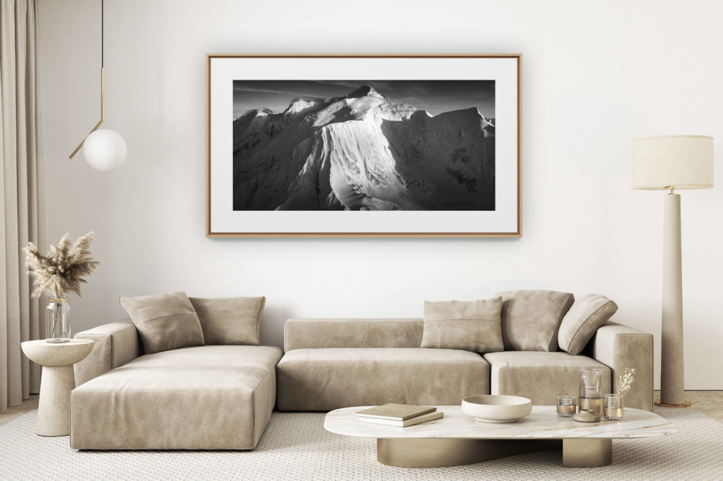 décoration salon clair rénové - photo montagne grand format - photo panorama grand format massif du mont blanc