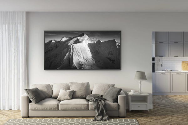 déco salon rénové - tendance photo montagne grand format - photo panorama grand format massif du mont blanc