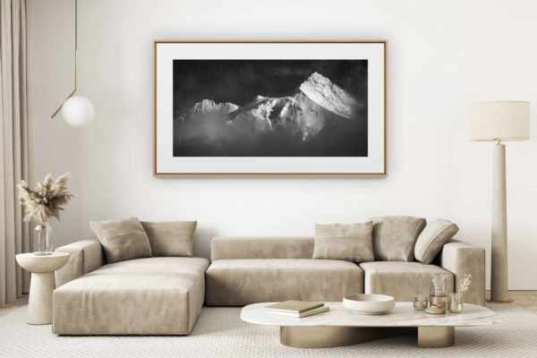 décoration salon clair rénové - photo montagne grand format - photo de montagne Val d'anniviers - Zinalrothorn