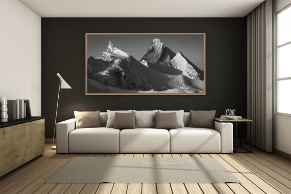 déco salon chalet rénové de montagne - photo montagne grand format -  - photo de montagne - photo alpes - image de montagne - photo art montagne - Massif des alpes suisses Val d'Anniviers