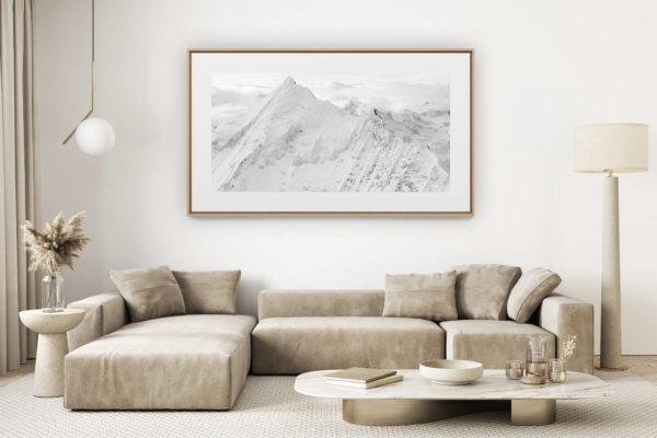 décoration salon clair rénové - photo montagne grand format - montagne panorama Weisshorn - Paysage panoramique massif des Alpes-