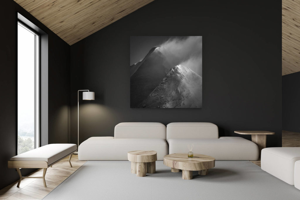 architecte intérieur rénovation chalet suisse - photo montagne grand format - Doldenhorn - Sommet des alpes bernoises en noir et blanc