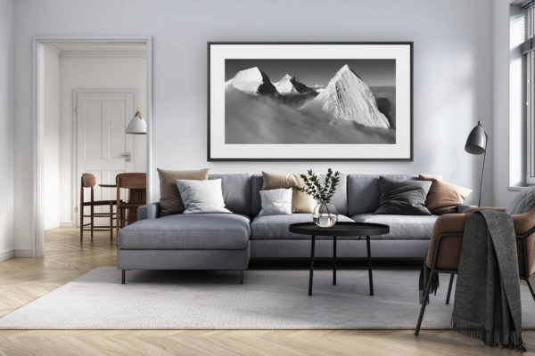 décoration intérieur salon rénové suisse - photo alpes panoramique grand format - photo panoramique eiger monch jungfrau alpes bernoises