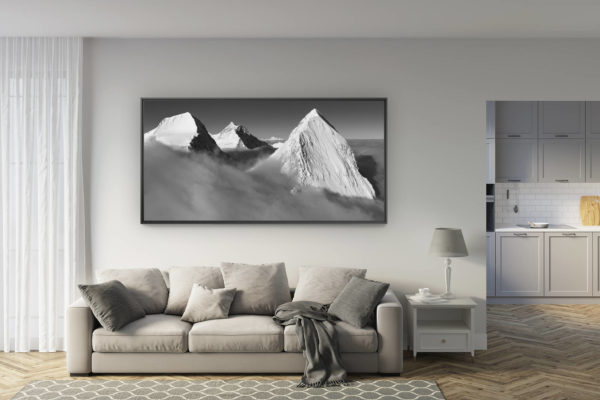 déco salon rénové - tendance photo montagne grand format - photo panoramique eiger monch jungfrau alpes bernoises