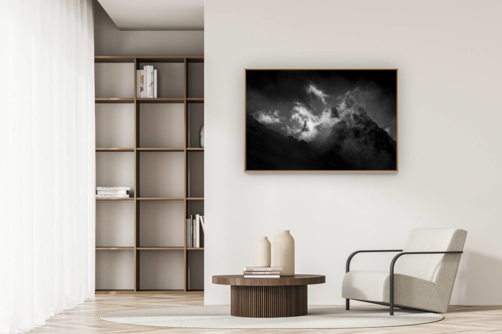 décoration appartement moderne - art déco design - Photo noir et blanc aiguilles du midi-Chamonix-Aiguille de la République, Les Grands Charmoz - Burning