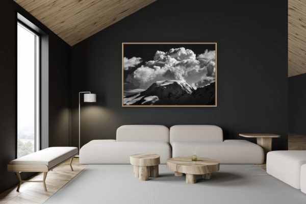 décoration chalet suisse - intérieur chalet suisse - photo montagne grand format - Image montagne Vallée de Saas-Fee - Alpes Valais Suisse - Alphubel vu du Saastal