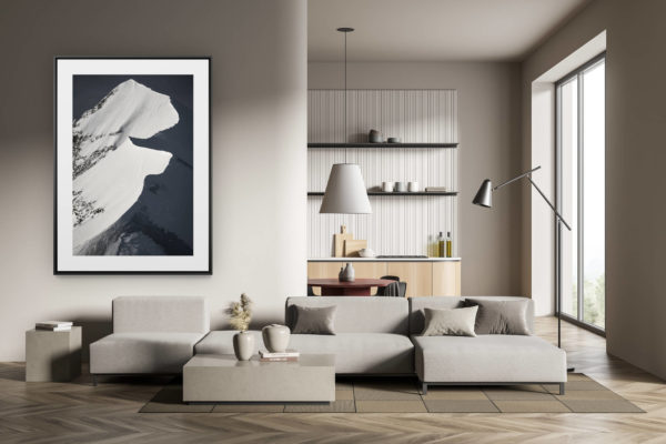 déco tendance salon moderne - photo montagne noir et blanc grand format - biancograt abstraite