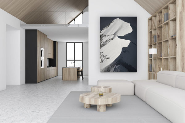 décoration chalet luxueux suisse - photo montagne grand format verticale - décoration murale design - biancograt abstraite