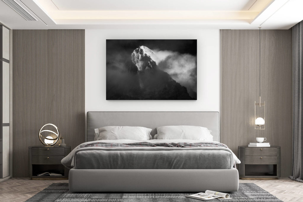 wall decoration room design - buy mountain photo large size - Black and white mountain photo view of the Val d&#039;Hérens
