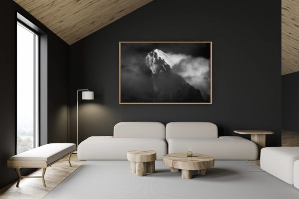 décoration chalet suisse - intérieur chalet suisse - photo montagne grand format - Photo montagne noir et blanc vue du val d'Hérens