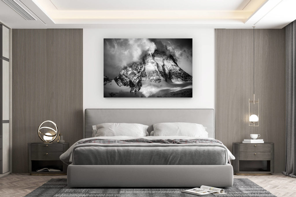 décoration murale chambre design - achat photo de montagne grand format - Val d'Anniviers - photo montagne Dent blanche Valais Alpes -