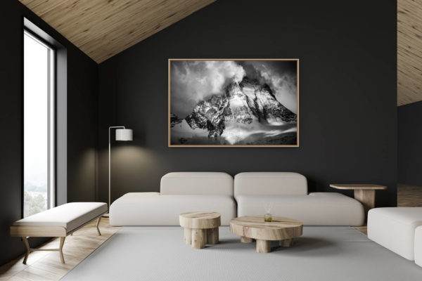 décoration chalet suisse - intérieur chalet suisse - photo montagne grand format - Val d'Anniviers - photo montagne Dent blanche Valais Alpes -