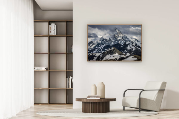 décoration appartement moderne - art déco design - Val d'Anniviers - photos des montagnes Dent Blanche