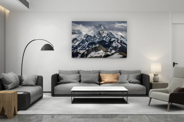 décoration salon contemporain suisse - cadeau amoureux de montagne suisse - Val d'Anniviers - photos des montagnes Dent Blanche