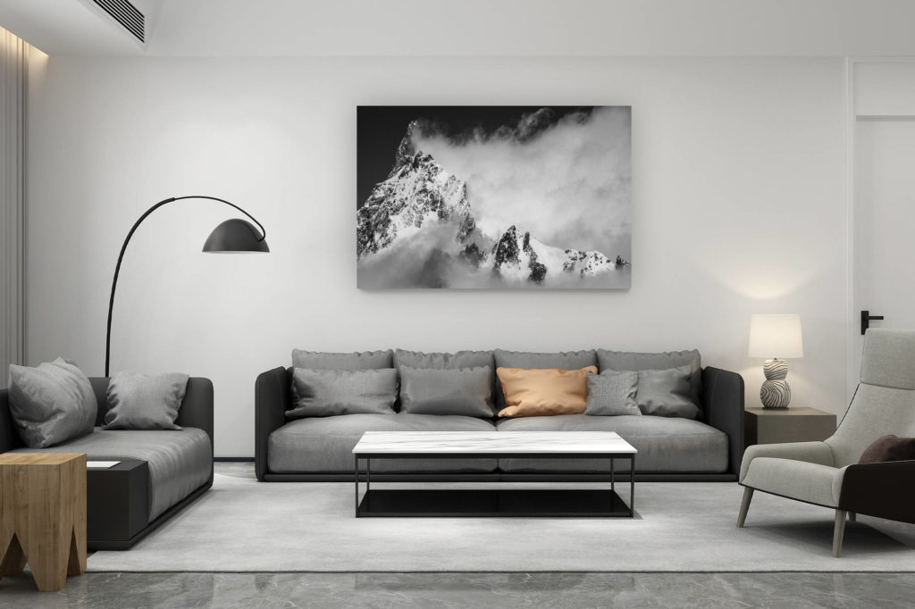 décoration salon contemporain suisse - cadeau amoureux de montagne suisse - Photo Mont-Blanc -Photo Alpes dent du Géant Vue de la Pointe Helbronner
