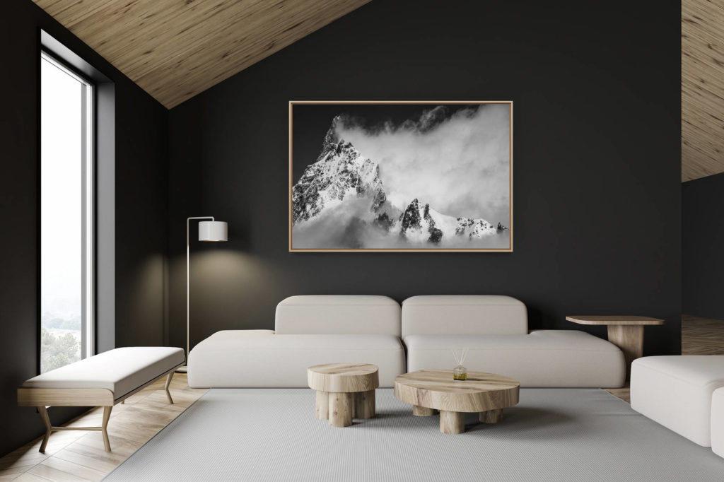 décoration chalet suisse - intérieur chalet suisse - photo montagne grand format - Photo Mont-Blanc -Photo Alpes dent du Géant Vue de la Pointe Helbronner