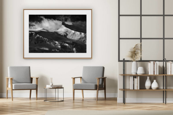 décoration intérieur moderne avec photo de montagne noir et blanc grand format - Grand Combin - photo de montagne à vendre