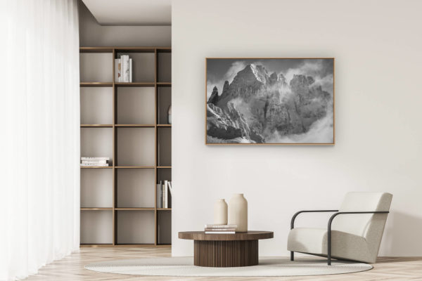 décoration appartement moderne - art déco design - Photo des Gspaltenhorn - montagnes noir et blanc