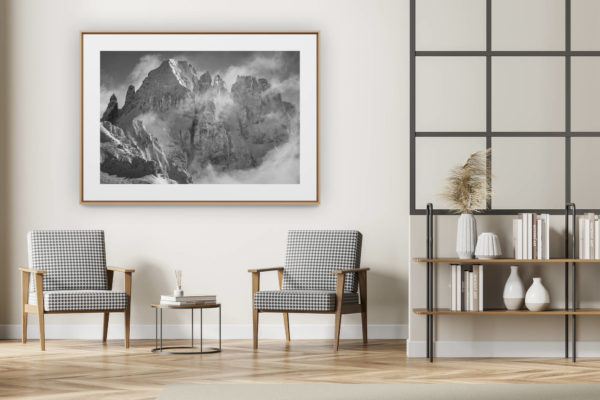 décoration intérieur moderne avec photo de montagne noir et blanc grand format - Photo des Gspaltenhorn - montagnes noir et blanc