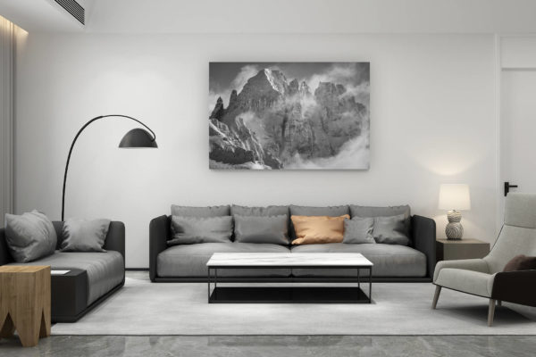 décoration salon contemporain suisse - cadeau amoureux de montagne suisse - Photo des Gspaltenhorn - montagnes noir et blanc
