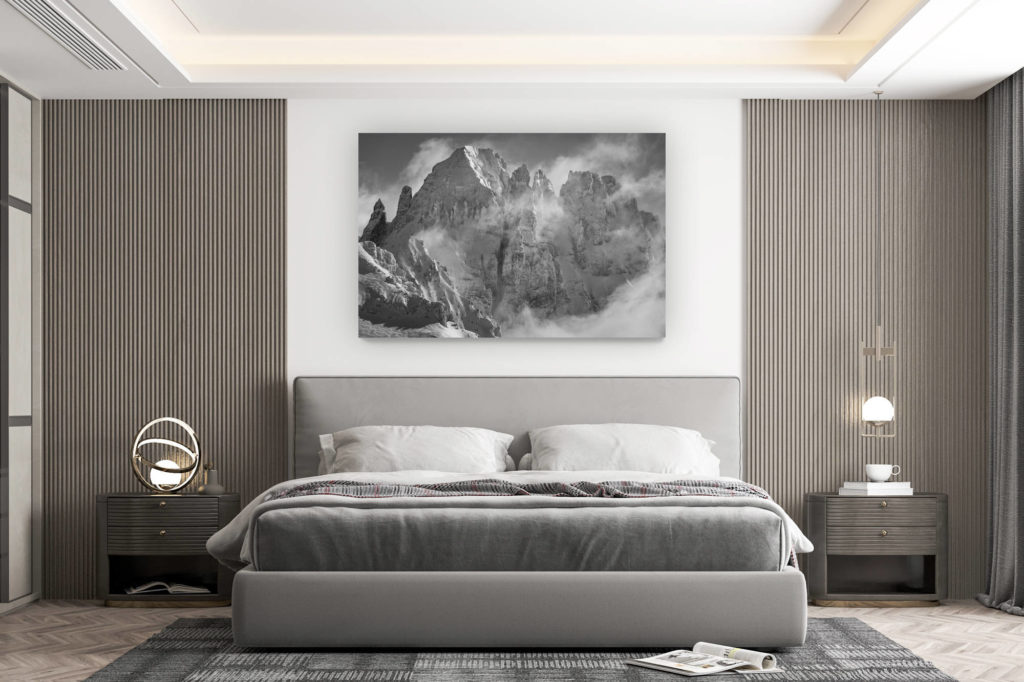 décoration murale chambre design - achat photo de montagne grand format - Photo des Gspaltenhorn - montagnes noir et blanc