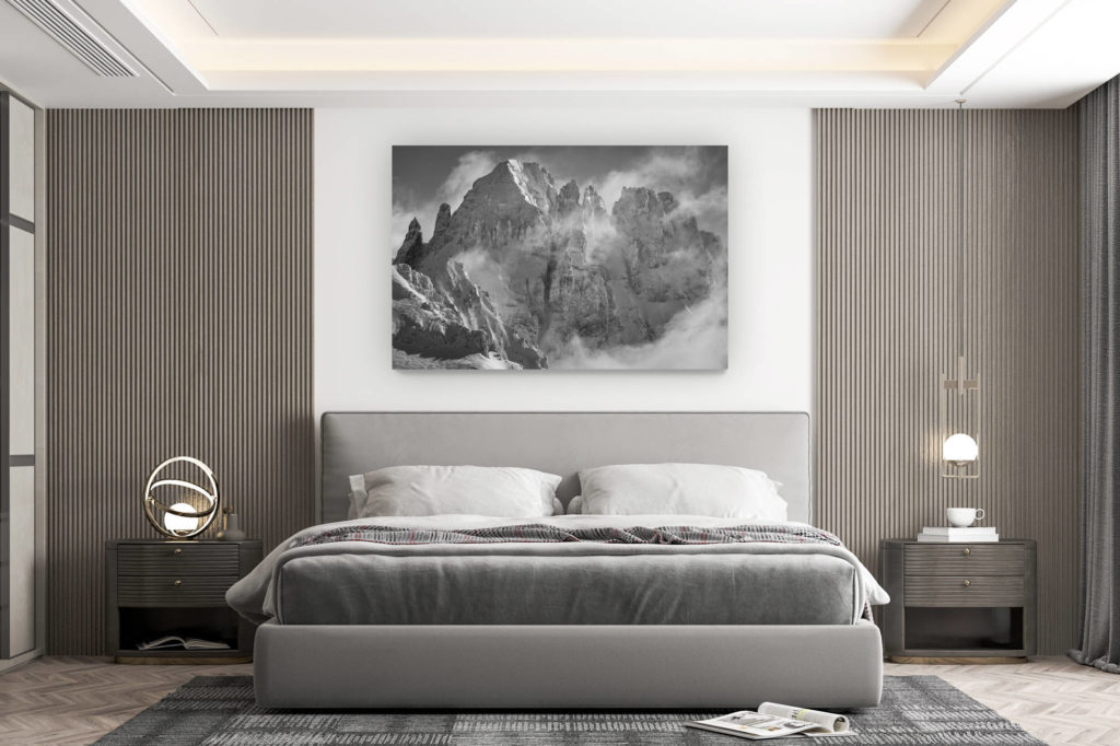 décoration murale chambre design - achat photo de montagne grand format - Photo of the Gspaltenhorn - black and white mountains