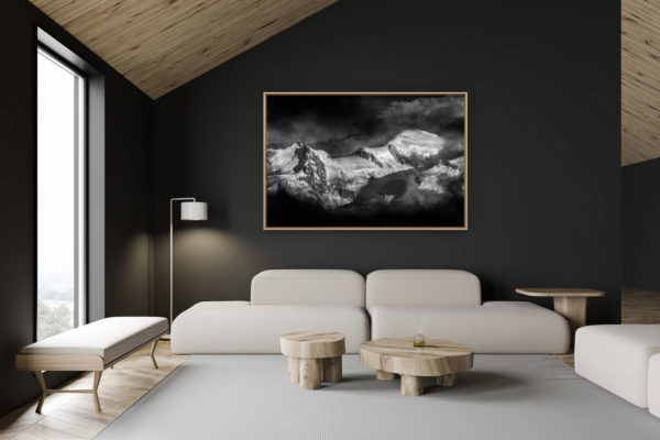 décoration chalet suisse - intérieur chalet suisse - photo montagne grand format - Mont Blanc - Photo massif du Mont Blanc et Mont Maudit Alpes -