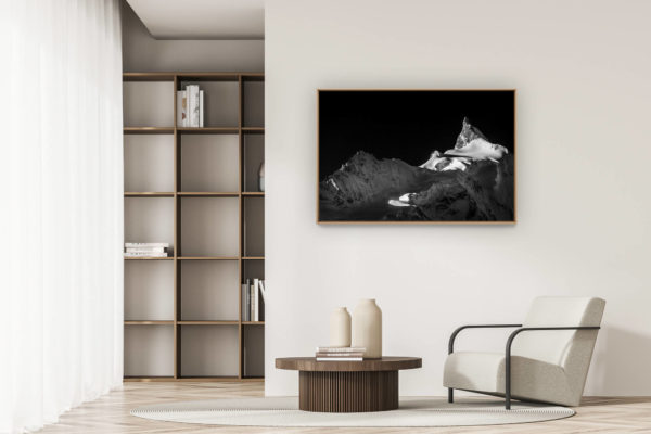 modern apartment decoration - art deco design - Mountain sunrise on the Zinalrothorn - Most beautiful 4000 mountains in the Valais Alps - Crans Montana - Val d’Anniviers