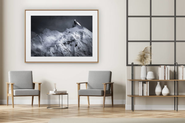 décoration intérieur moderne avec photo de montagne noir et blanc grand format - Zinalrothorn - val d'anniviers - Photo montagne alpes suisses