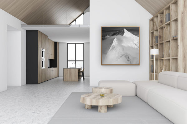 décoration murale chalet luxe rénové - photo montagne noir et blanc - photo montagne noir et blanc neige zermatt