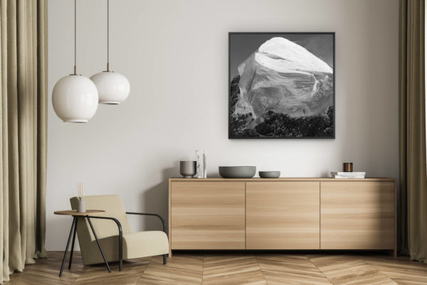 décoration murale salon - tableau photo montagne alpes suisses noir et blanc -