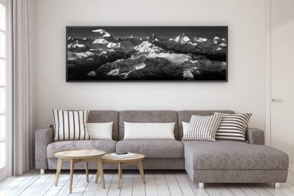 décoration murale design salon moderne - photo montagne grand format - photo panoramique sur les montagnes du val d'anniviers