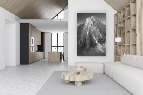 décoration chalet luxueux suisse - photo montagne grand format verticale - décoration murale design -
