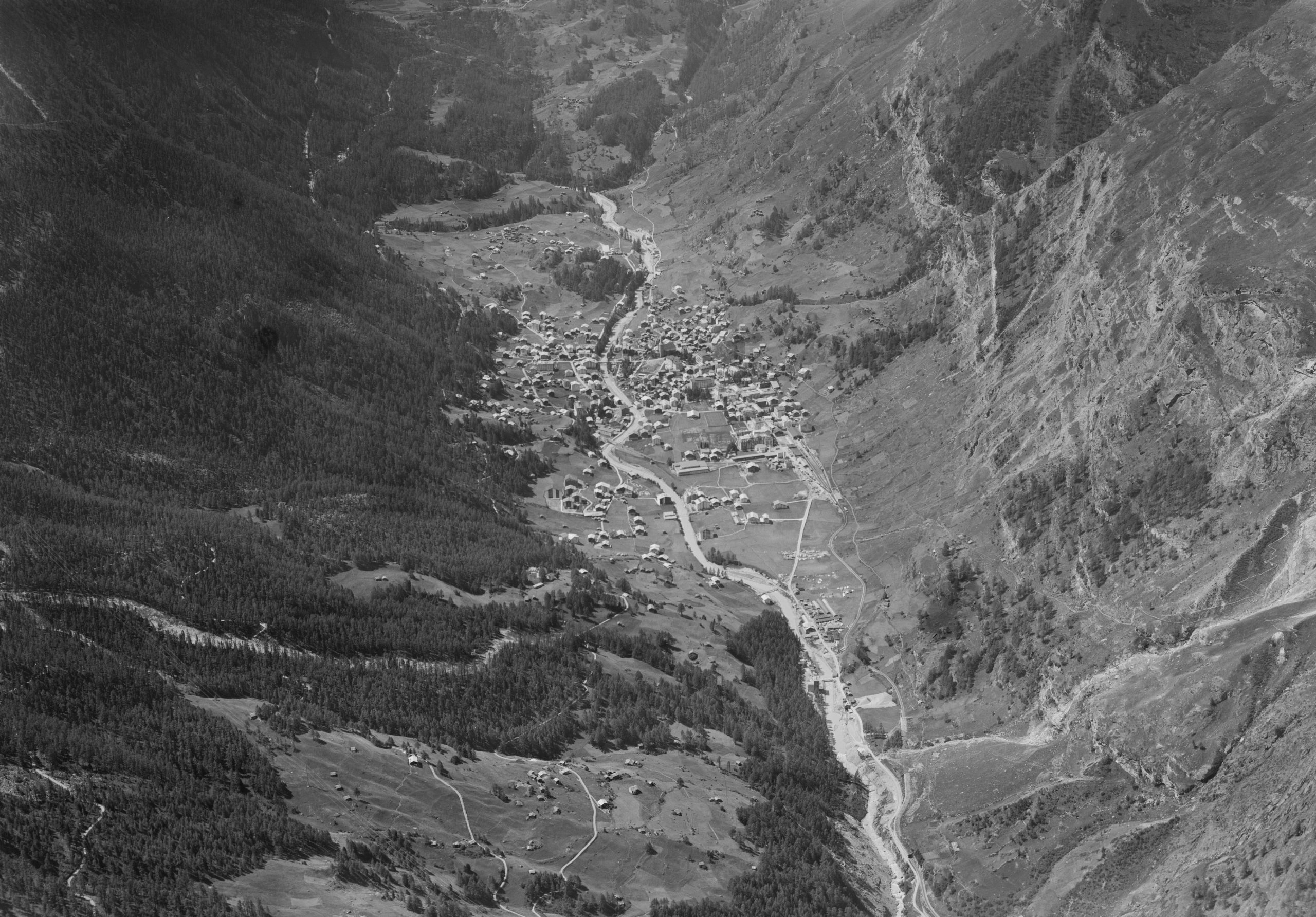 Vue aérienne sur Zermatt en 1800