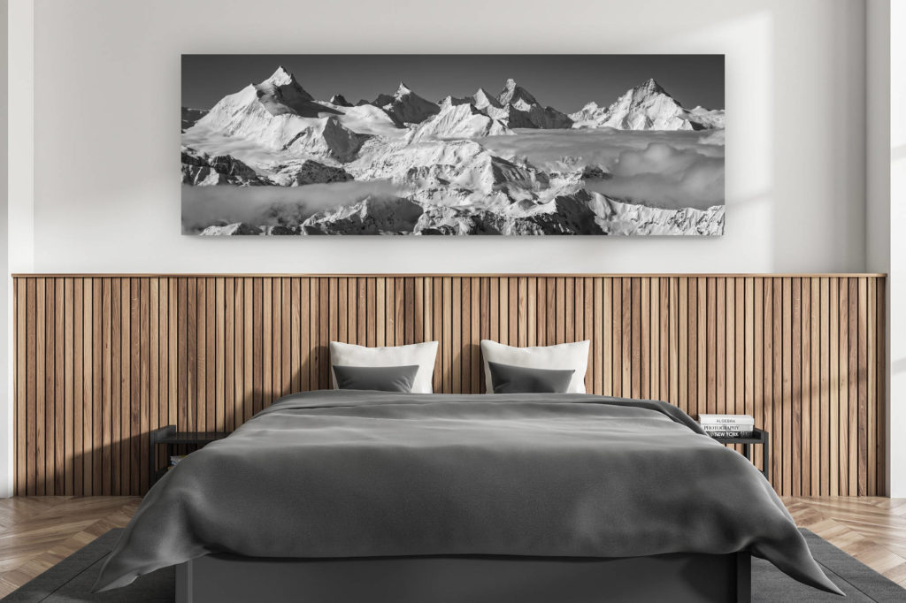 décoration murale chambre adulte moderne - intérieur chalet suisse - photo montagnes grand format alpes suisses -