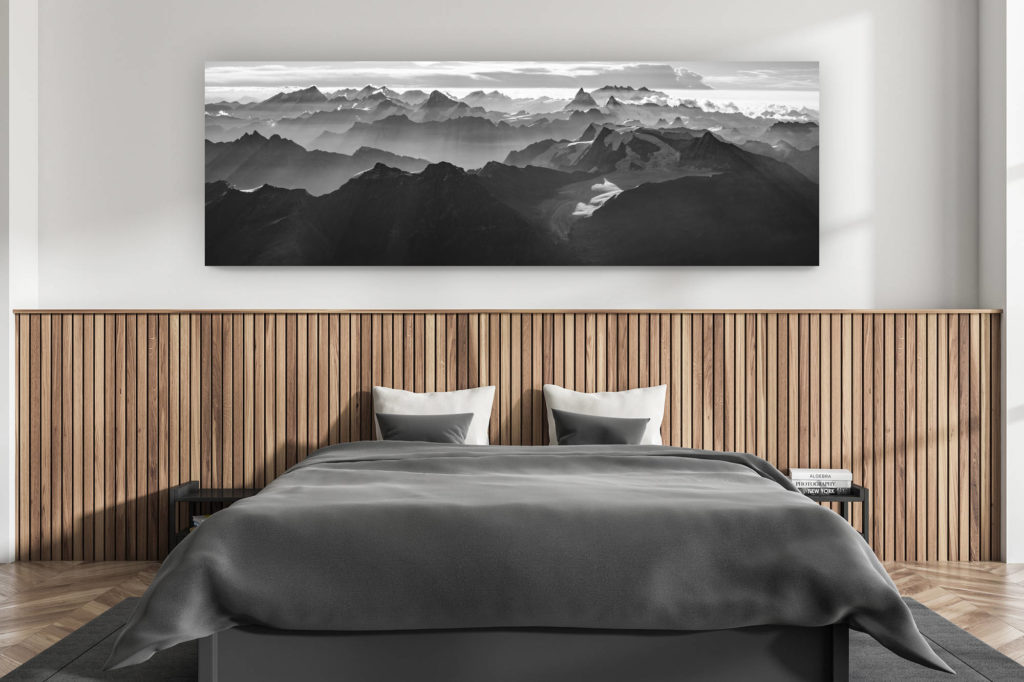 décoration murale chambre adulte moderne - intérieur chalet suisse - photo montagnes grand format alpes suisses -